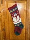 Vtg  Russ Berrie   Co  Knit Christmas Stocking  snowman   Stars  20  Long