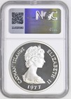 1977 Ngc Pf69 Ultra Cameo Cayman Islands Silver 25 Dollars Queen Mary Ii Top Pop