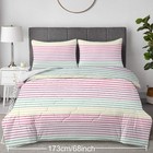Soft Duvet Cover Set 3pcs Twin Colorful Faint Stripes Bedding Set Bedroom Gifts