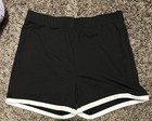 Sampeel Women   s Black Athletic Shorts White Trim Pull-on Stretch Poly spandex