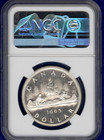 1965 Canadian Silver Dollar Large Beads Pointed 5 Ngc Pl 65 Cameo  stock Photo 
