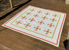Antique 1880 s Rosette Applique Quilt Red Green And White