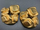 Vintage Essex Signed Yellow Gold Plated Mid Century Modern Clip On Earrings