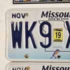 Missouri License Plate Pair     free         Wk9 1xp   2019 Matching Blue Bird Tag Set