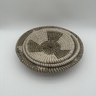 Boho Coiled Seagrass Baskets Decorative Set Of 3  14  12  10  Black  White beige