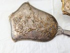 Vintage Gold Floral Vanity Long Handle Mirror And Nylon Brush Set