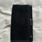 Coach Women   s Black Signature Logo Wallet Buckle Flap Zip Pocket Id Window