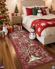 Garveehome 2x6 Red Christmas Runner Rug - Washable Non-slip Tree   Animal Print