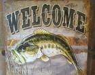 Tin Sign 16x12 5 Welcome Fish Fishing Man Cave Lake Bass Camping Cabin Lodge