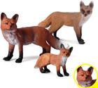 3pcs Realistic Fox Figurines Set Wildlife Animal Figurines Jungle Animals Fox Mo