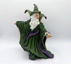 Fantasy Wizard Holding Crystal Ball Resin Figurine 8  Tall 