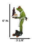 Green Toad Frog Butler Waiter With Wine Glass Bottle And Bread Tray Figurine 6 h