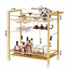 Bar Cart home Bar Serving Cart With Storage Shelves  2 Tier Rolling Beverage    