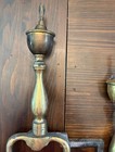 Pair Of Vintage Fireplace Andirons Brass   Cast Iron Log Holder 16   