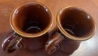 Set Of 2 1970   s Vtg Stoneware Diner Style Brown Coffee Mugs