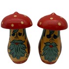 Vintage Russian  wooden Carved Mushroom Hand Painted Floral Ussr 5   