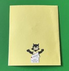 Vintage 1950s Double Wish Birthday Card Winking Black Cat Crystal Eye Two Cakes