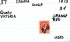 Canada Stamp Scott37 Queen Victoria Used 3 Cent 1873 Orange Red