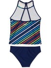 Speedo Girl s Size 8 Blue Harmony Stripe Bikini Tankini Swimsuit 2 Pc  Upf 50 