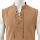 Medieval Viking Sleeveless Linen Tunic Lace-up Shirt Renaissance Larp Costume