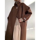 Max Mara Womens Stand-up Collar Buckle Belt Double-sided Woolen Cashmere Coat