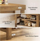 55 1-inch Farmhouse  Kitchen Island With Seating And Storage Shelves For Kitchen