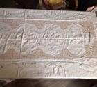 Antique Linen Tablecloth   12 Napkins  Handmade  Bobbin Lace 108    X 66