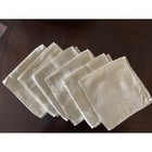 Vintage Christmas Damask Napkins  Ivory   Gold Metallic Holiday Linens  Set Of 6