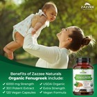 Zazzee Usda Organic Fenugreek 30 1 Extract  6000 Mg Strength  120 Vegan Capsules