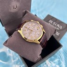 Bulova White Dial Brown Leather Men s Chronograph Watch 97b169 Quartz Watch 46mm