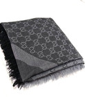 Gucci Gg Logo Women Wool Large Square Gray Scarf Shawl Stole Wrap Made In Italy