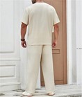 Men 2 Piece Outfit Casual Short Sleeve T Shirt Loose Wide Leg Beach Pant Sets