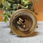 Rare Antique Solid Brass Ink Well Pot Hand Crafted 3 Point Design Hinged Patina