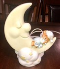 Teddy Bear   Man In The Moon Night Light Baby Children Nursery Decor Vtg