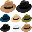 Summer Big Flat Brim Panama Hat Fedora Beach Sun Straw Light Paper Cap Lot