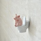 Cute Pig Sitting On Toilet Bathroom Decor Pvc Funny Figurine Tabletop Statue