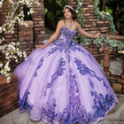Purple Princess Quinceanera Dresses Sparkly Lace Applique Ball Gowns Sweet 15 16