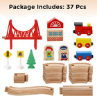 Wooden Train Set For Toddler Double-side Wooden Tracks Fits Brio Thomas Melissa