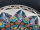 7 5  Vintage Plate Turkish Floral Hand Etched Painted Copper Wall Hanging Art