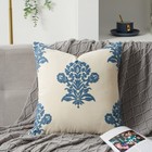 18    Floral Embroidered Throw Pillow Cover  Cotton Poly Blend Square Cushion Case