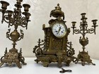 Antique French 8 Day Ornate Bronze Louis Xv Rococo Mantle Clock   Candelabra Set