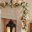 9 Ft Fall Garland With Lights  Extra Long Fall Garland For Mantel   Pumpkin Garl