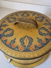Vintage 1970s Avon Perfection Toleware Painted Cake Tin Carrier Euc 