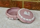 Wedgwood Jasperware  cream Color On Pink  Large 5  Scalloped Box Group W  Cage