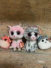 New  Lot Of  6  Ty Beanies   2  Beanie Boos    4  Mini Squishy Beanies Clip-ons