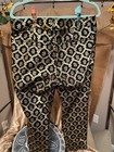Old Navy Women s Black Gold Floral Dress Pants Straight Leg Embroidered 14