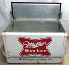 Vintage Cronstrom s Miller High Life Beer Metal Picnic Cooler Ice Chest 19 