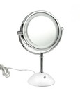 New Jerdon Led Lighted Tabletop Vanity Mirror 1x 8x Chrome Finish 360 Swivel 