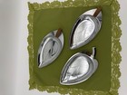 Vintage Mcm Chrome Leaf Shaped Dish Serving Set Chromeware Leaf Dish