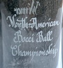 1998 Winner North American Bocci Ball Championship Trophy  Engraved Glass Stein